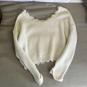 White Cropped Sweater, Medium, Worn Once